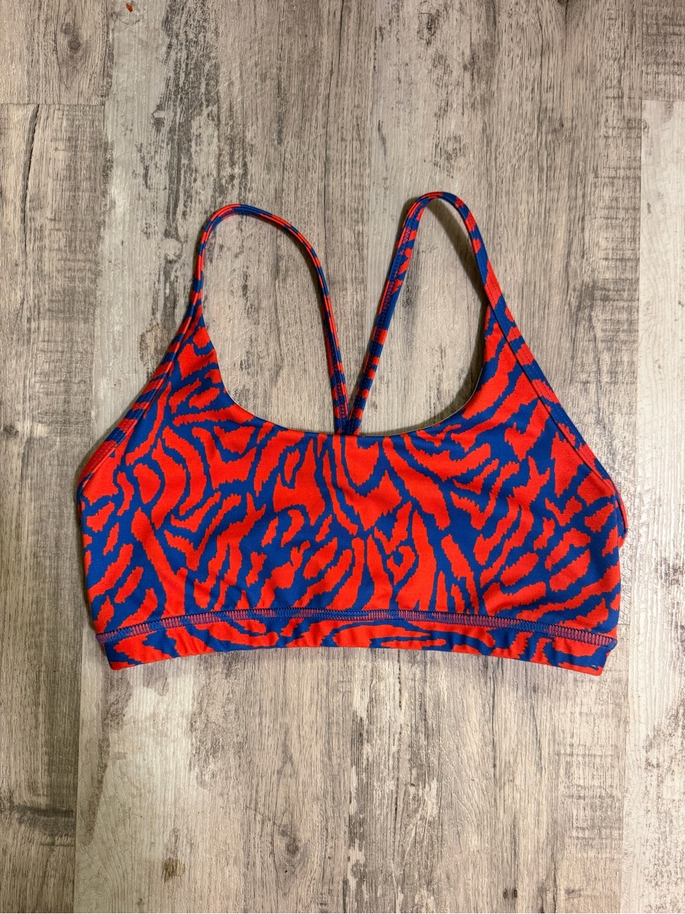 Fleo Women's Bold Red & Blue Tiger-Print Sports Bra